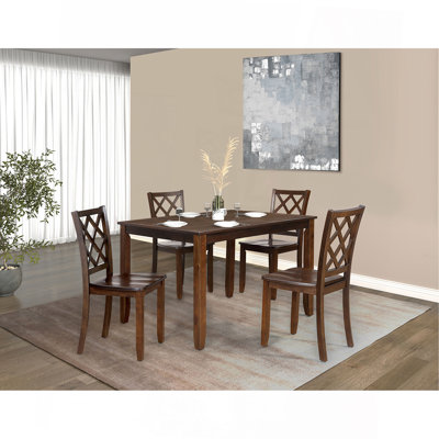 Ensemble de table de salle à manger 5 pièces de style transitionnel 1 table et 4 chaises de table rectangulaire