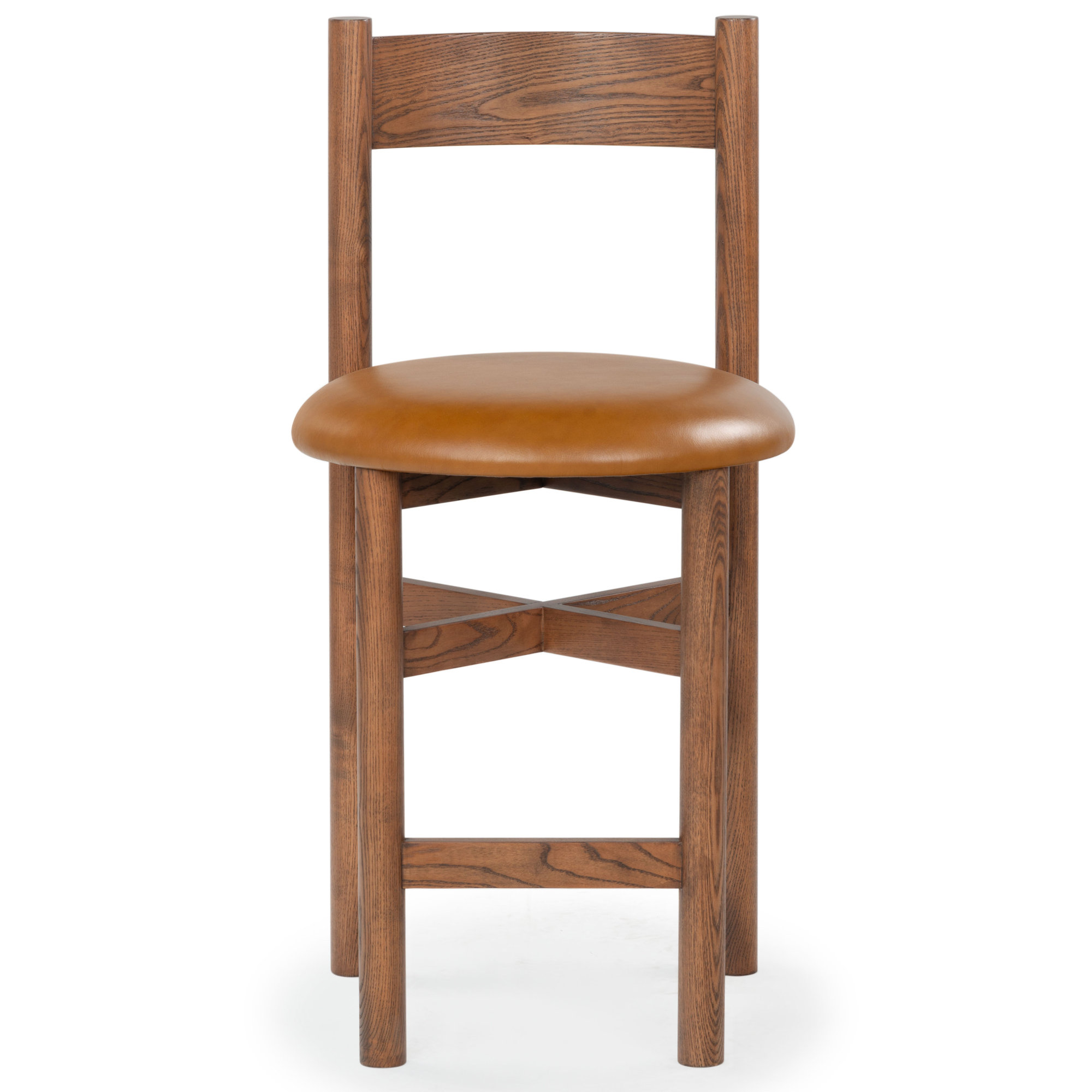 Zoyah Tayla Leather Counter Stool, Brown/Walnut