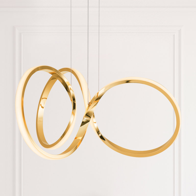 Integrated LED, Ring Ceiling Light, Dimmable Hanging Lamp, Gold