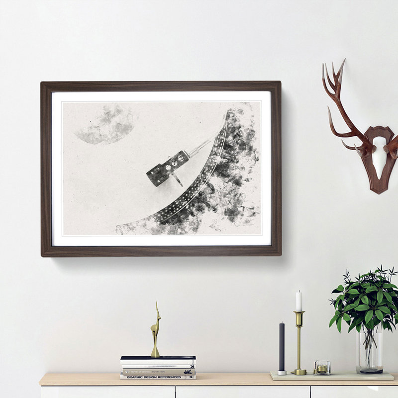 Needle of the Turntable - Framed Print, 24cm H x 33cm W x 2cm D, Walnut Framed