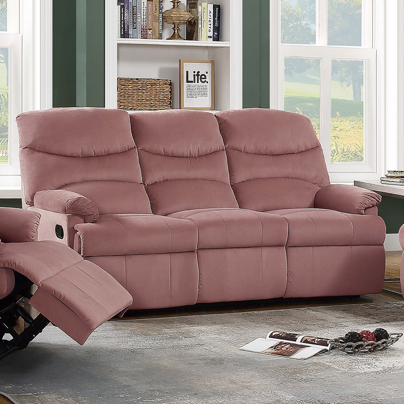 Canapé inclinable en velours à mouvement manuel, Velours rosé