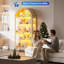 5-Tier Arched Display Cabinet with Glass Doors and RGB Lights for Trophy, Collectibles-1265179083