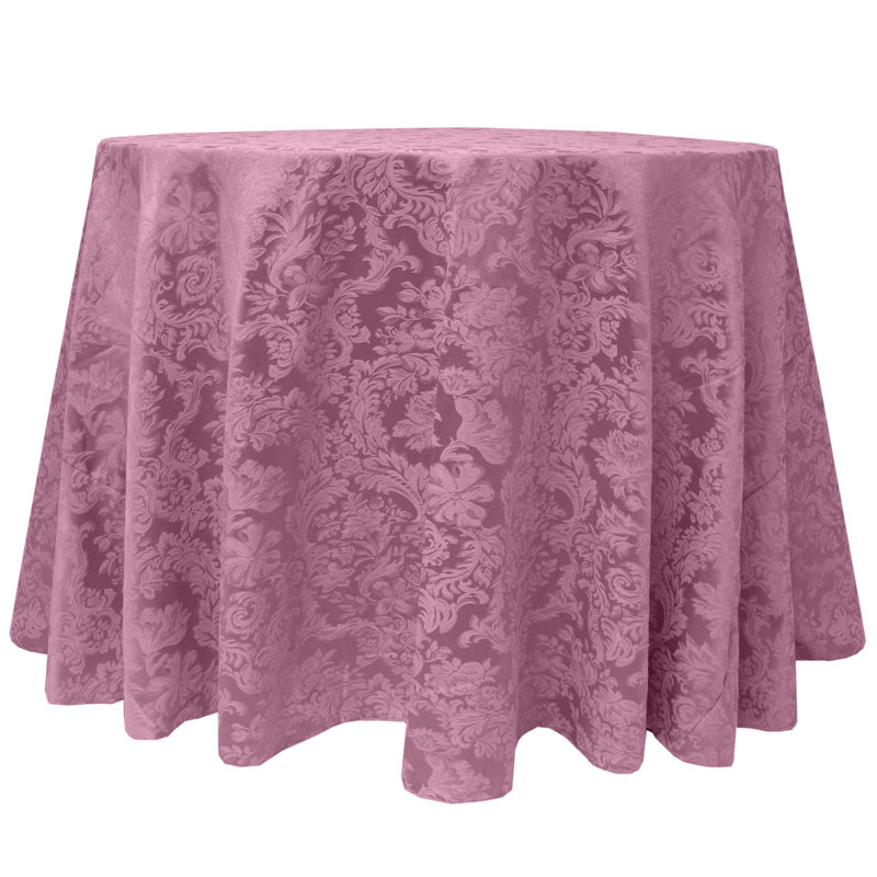 Miranda Solid Color Round Tablecloth, 10, 114" x 114", English Rose Pink