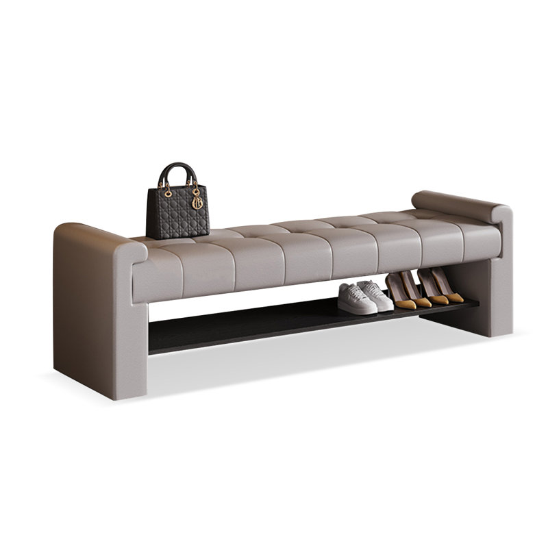 Banc rembourré, Gris, H 18,90 po x l 55,12 po x P 15,75 po