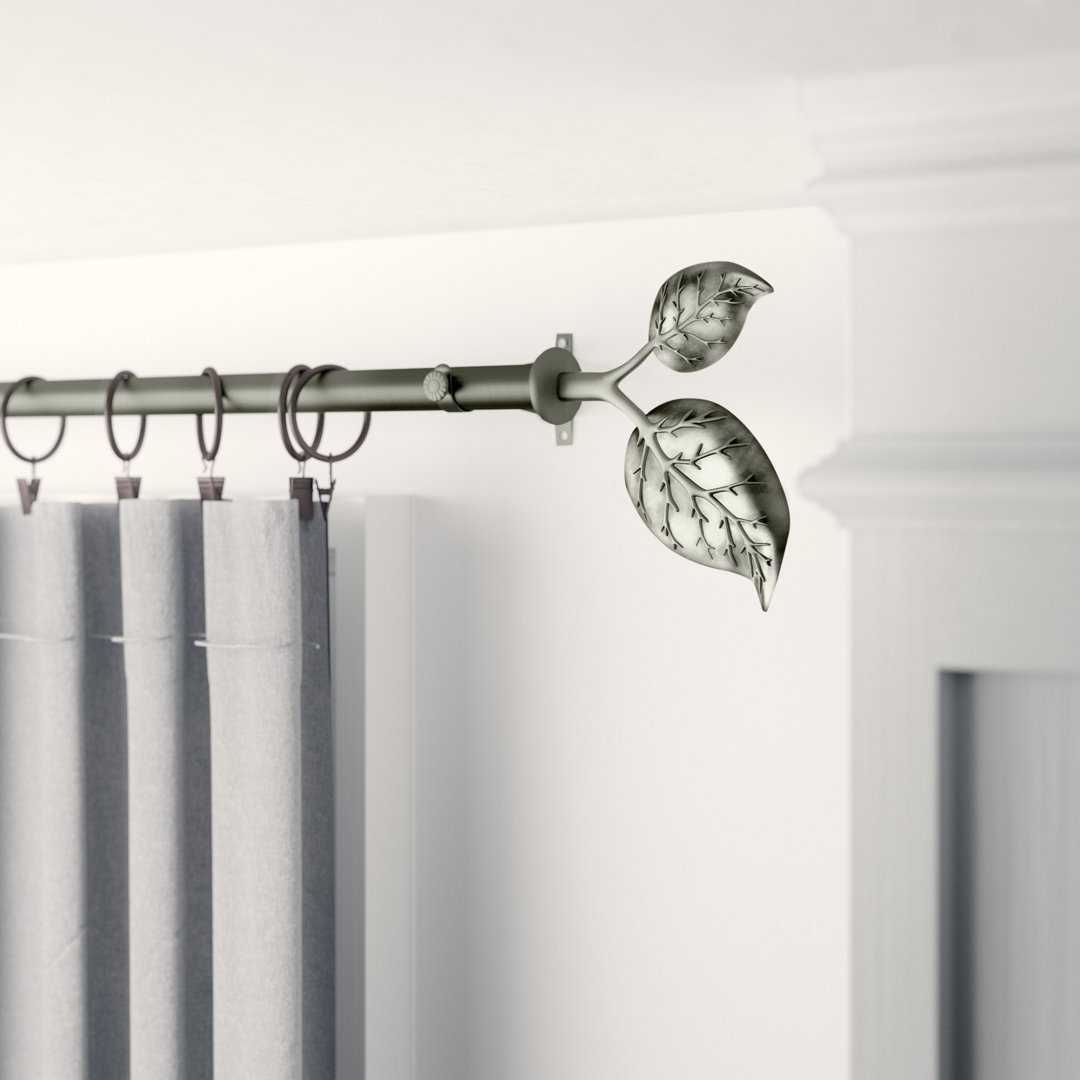 Sycamore Steel Adjustable Single Curtain Rod Three Posts™ Size: 48" - 84" Finish: Satin Nickel