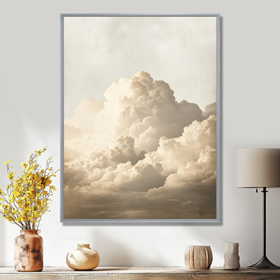 «Minimal Cloud Horizon VI - White Skyscape», art mural encadré