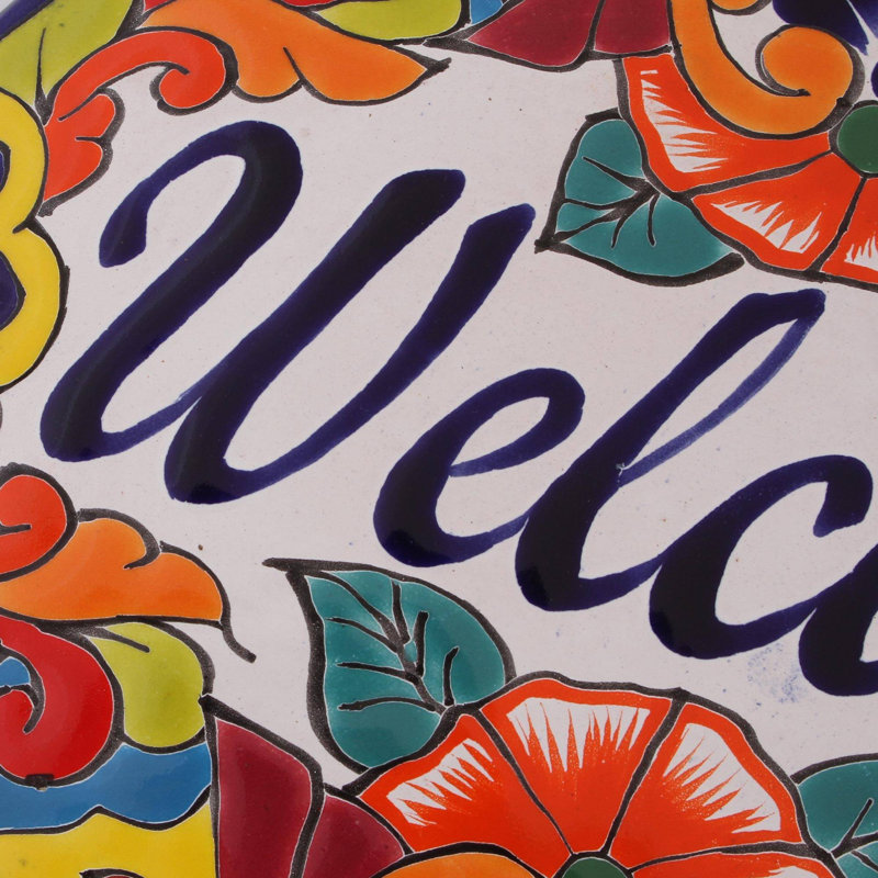 Plaque murale en céramique Talavera Welcome