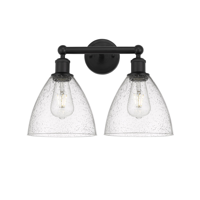 Éclairage pour meuble-lavabo en verre 2 lumières 16,5 pouces Alorah, Noir mat, Granuleux