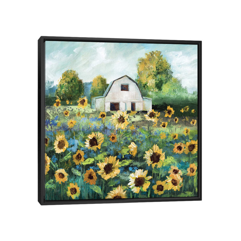 Tournesol grange par Nan - impression, Cadre noir, H 37 po x l 37 po x P 1,5 po