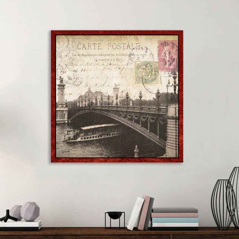 «Paris River Card» par Tre Sorelle Studios, reproduction d'art graphique sur toile tendue Paris, H 24 po x l 24 po