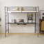 Lit mezzanine simple en métal avec bureau et tablettes de rangement, 2 échelles intégrées-160251150