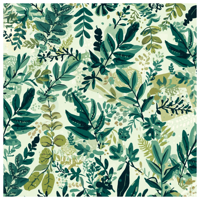 Coussins décoratifs Green Leafy Foliage, 14 x 14 inches