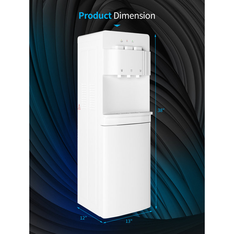 White 41'' Bottom Loading Water Dispenser with Hot and Cold Settings