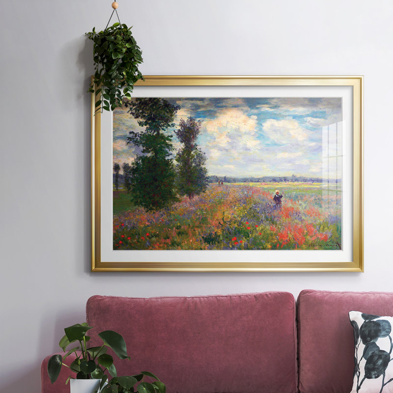 Monet, impression encadrée sur papier par Claude Monet, Or, H 15 po x l 21 po x P 1,5 po