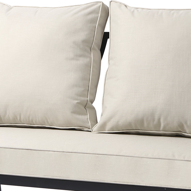 Causeuse d'extérieur en métal avec coussins Nickita, Beige
