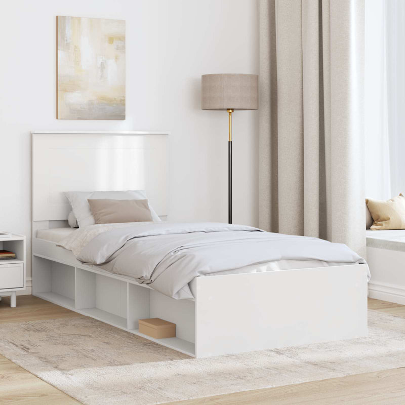 Solid Wood Bed, White, European Single (90 x 200 cm)