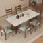 Table de salle à manger beige / blanc + brun fritté rectangulaire + table de salle à manger en bois massif et manufacturé-133209328