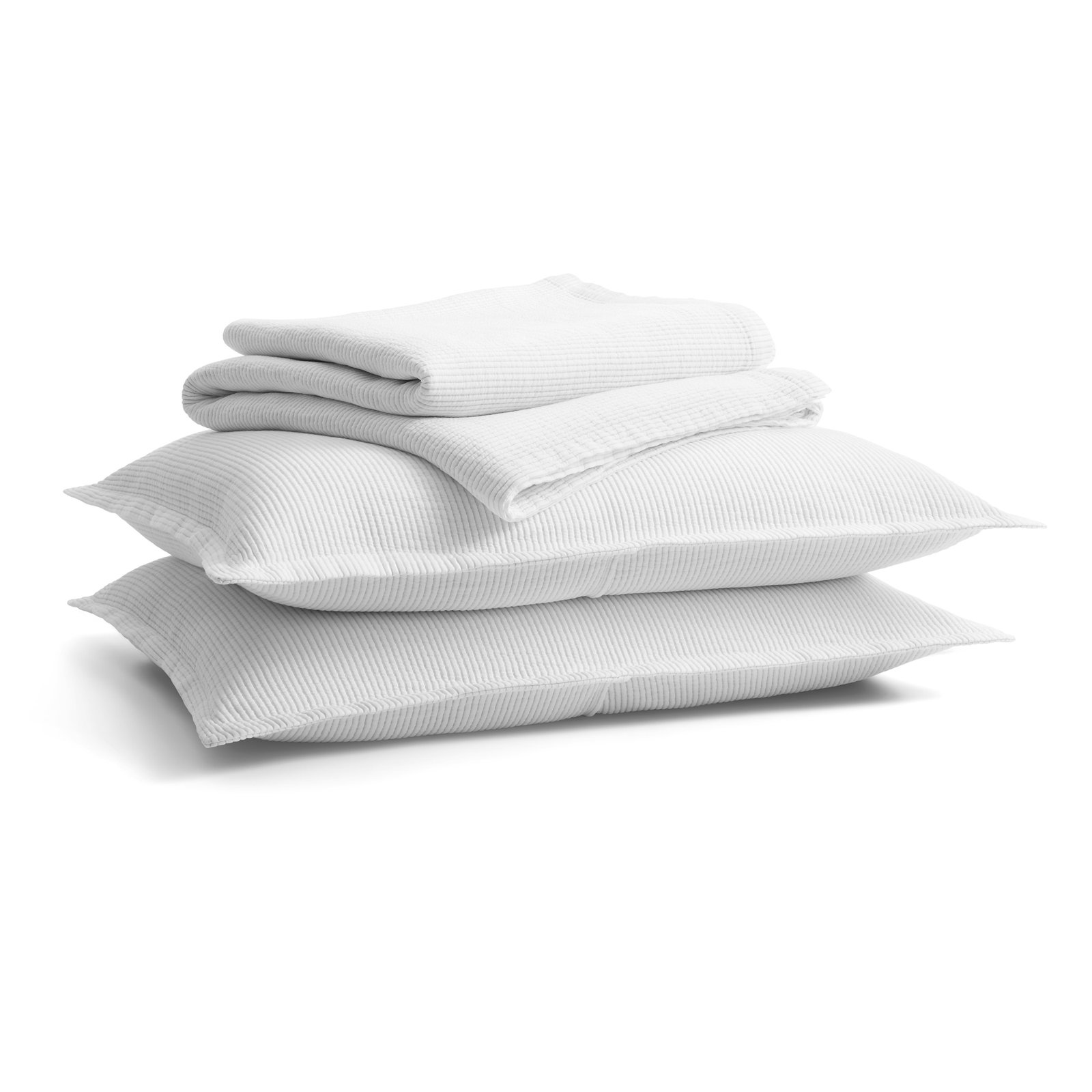Ripple Cotton Coverlet Set, White/Putty, King Bedspread + 2 King Shams