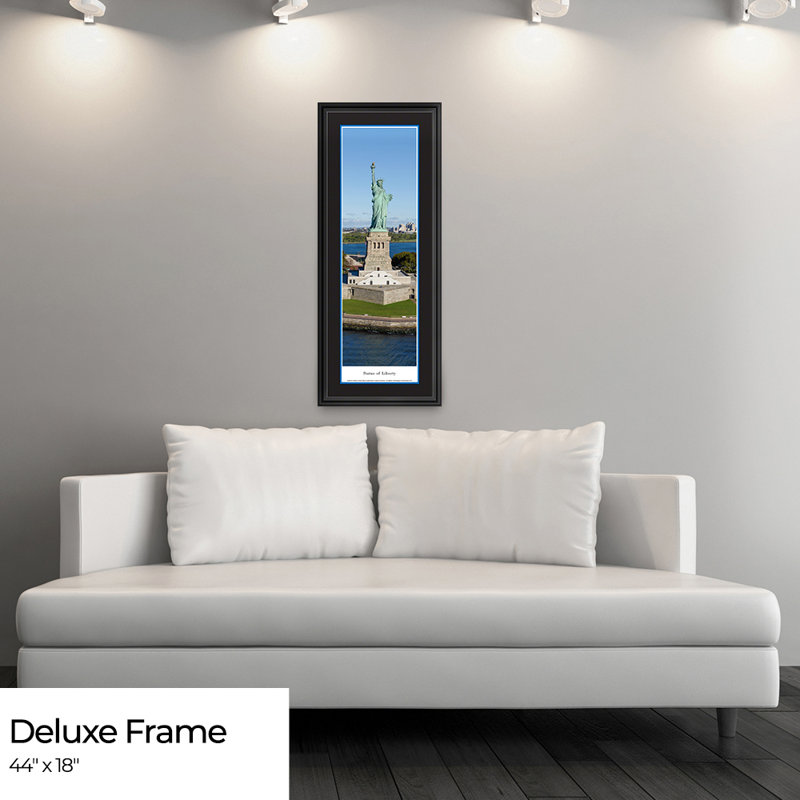 Statue de la liberté, impression panoramique, H 44 po x l 18 po, Cadre noir de luxe