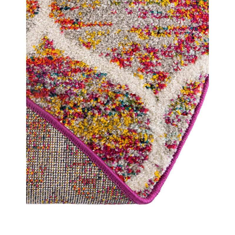 Rivanna Geometric Red Area Rug, Multi Red, Round 10'