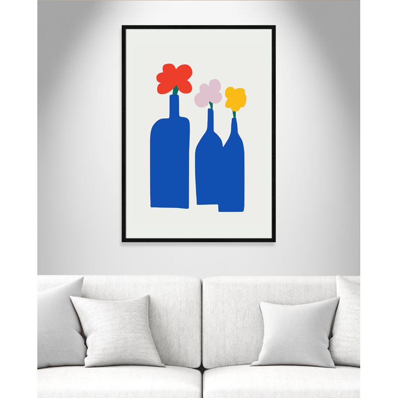 «Bold Blooms Trio Print» par Dean, L 29,5 po x H 41,5 po, Impression encadrée, Grain de bois noir