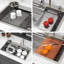 Évier de cuisine à cascade 33 po - 33 po x 19,29 po x 9 po, évier de cuisine à rebord simple en acier inoxydable calibre 16 et station de travail-117845444
