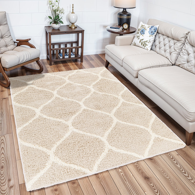 Geometric Shag Area Rug, Rectangle 160 x 221 cm