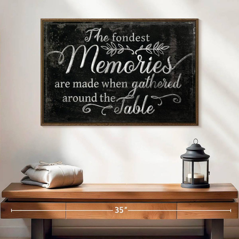Fondest Memories, typographie, 25 po x 17 po, Cadre flottant noyer