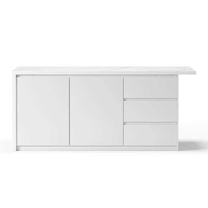 72" Modern Style Laminate Kitchen Islands With Ample Storage Space White