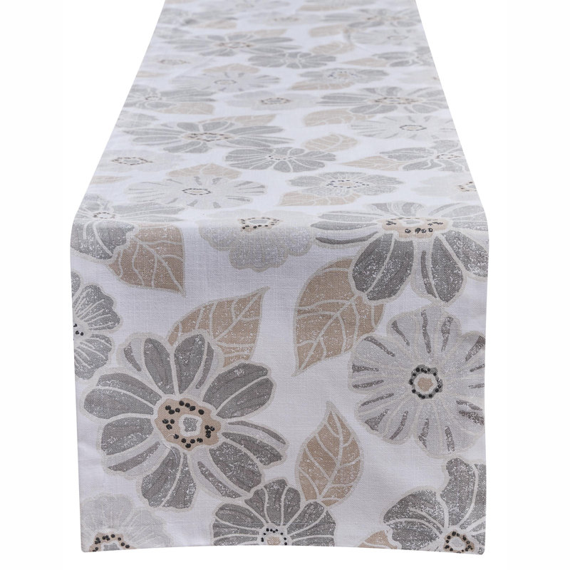  Petals Beige Floral Table Runner 15" x 72"