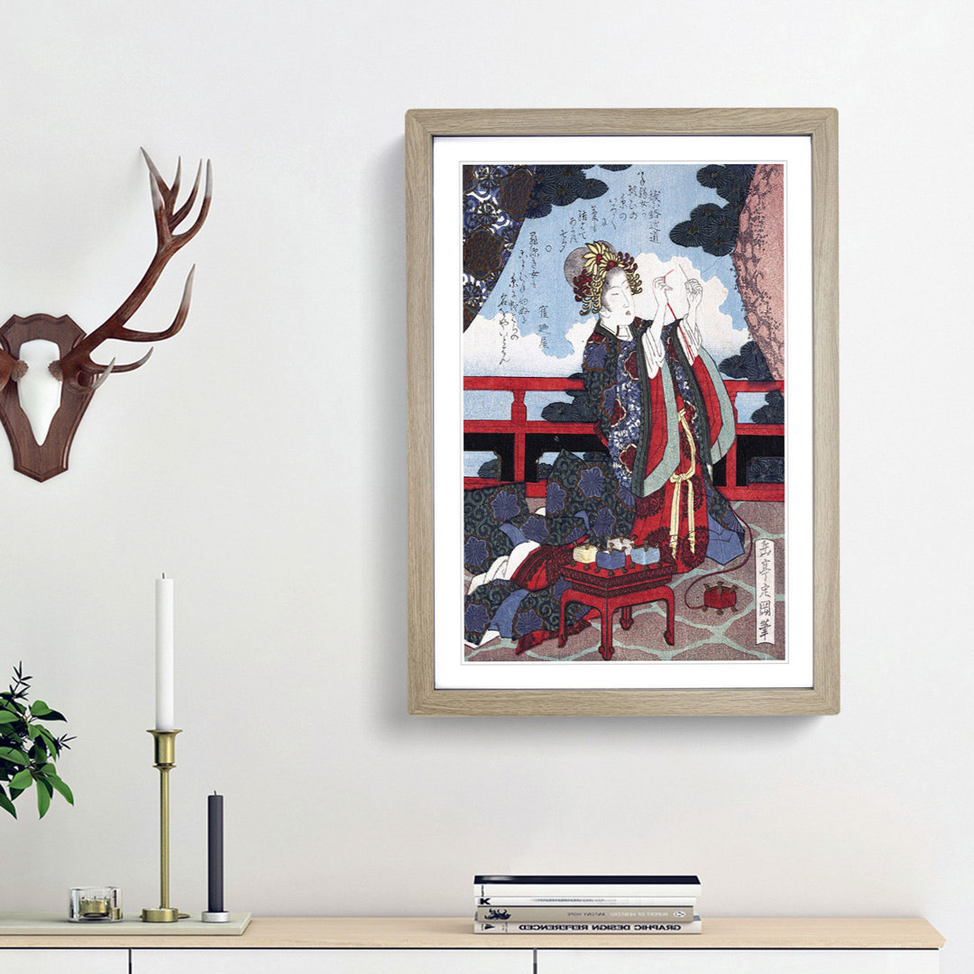 Lady Threading a Needle by Yashima Gakutei - Picture Frame Painting Print