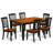7 Piece Modern Dining Table Set Consist of a Rectangle Wooden Table with Butterfly Leaf and 6 Dining Chairs, Black & Cherry-723076903-773125687