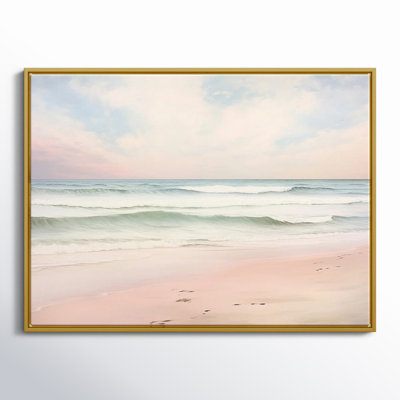 Ocean Tranquility Tender Pink Pastel Sunrise I - Beach Canvas Art Print