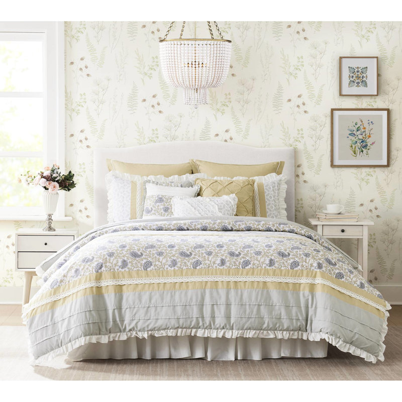 Édredon 9 pièces en coton - très grand jaune, King Comforter + 8 Additional Pieces, Yellow