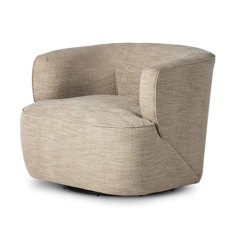 Mila Swivel Barrel Chair, Laken Stone Performance Textured Weave