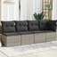  Canapé de jardin en rotin PE gris, acier thermolaqué, polyester 4 places