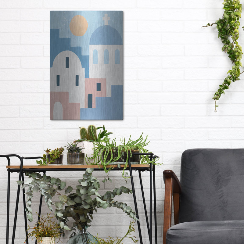 Art mural en métal Red Barrel Studio «Santorini Summer 1» par Moira Hershey, H 16 po x l 12 po