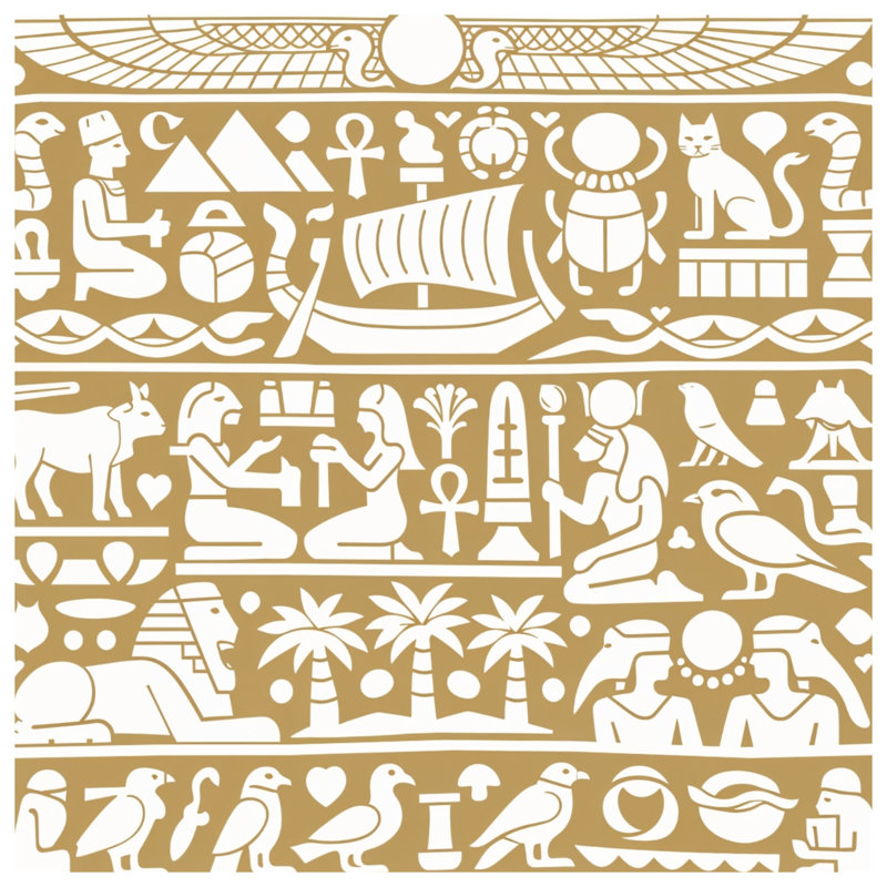 Édredon égyptien à motif de hiéroglyphes égyptiens, Twin Extra Long