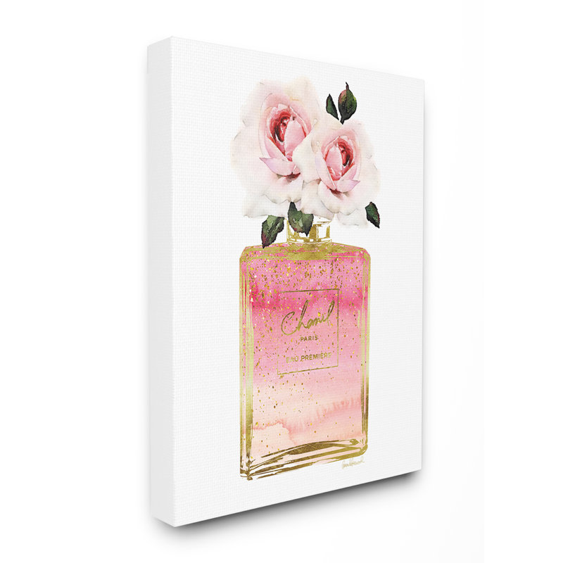 «Perfume Bottle with Roses», impression, Toile tendue, H 30 po x l 24 po x P 1,5 po