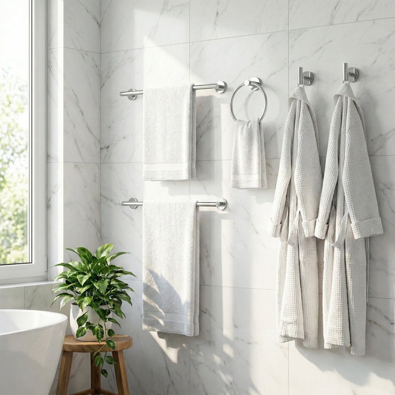 6-Piece Bathroom Hardware Set, Silver