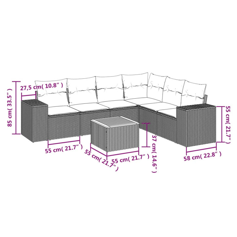 Ensemble de canapé de jardin Vidaxl beige