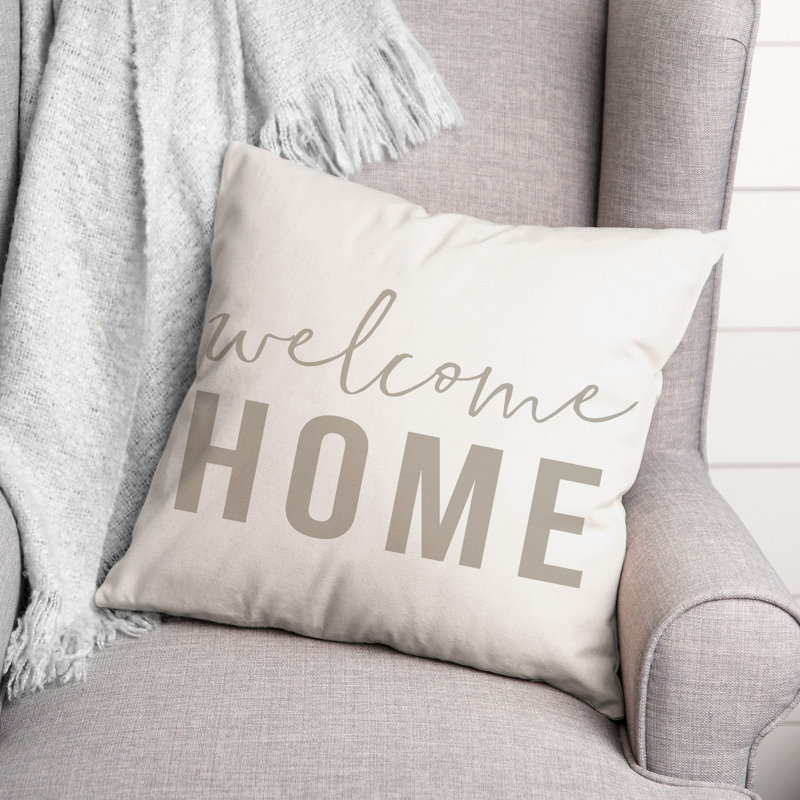 Housse de coussin d'extérieur carré Welcome Home, Blanc