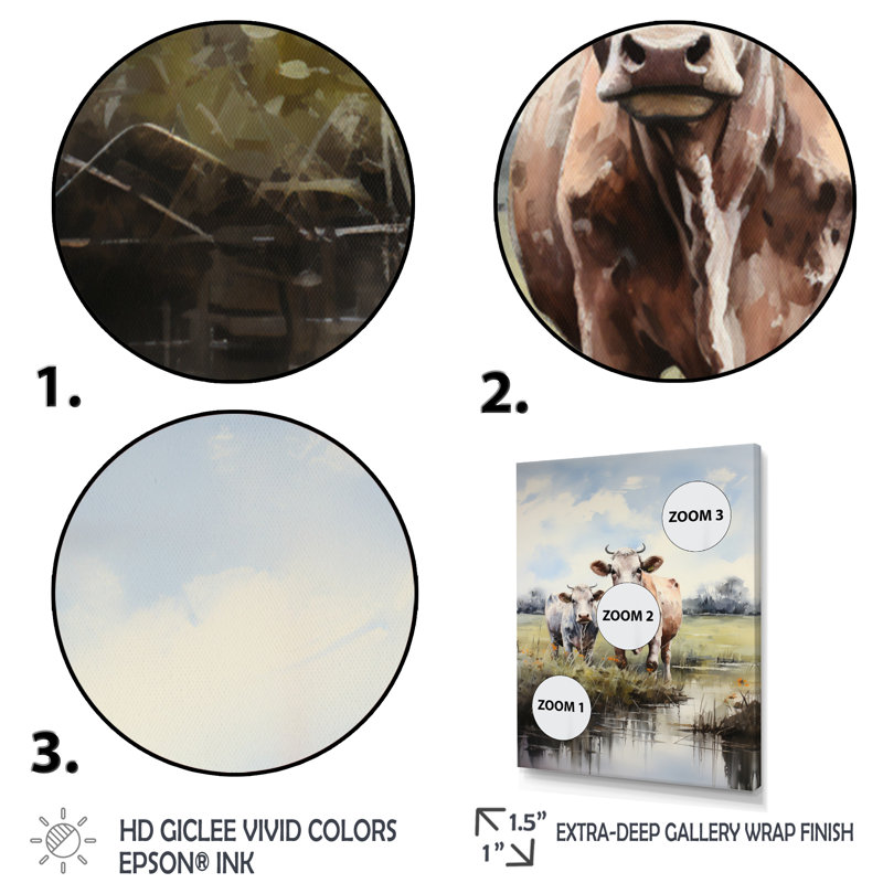 «Cow Gentle Portrait II», reproduction sur toile, H 20 po x l 12 po x P 1 po, Toile tendue
