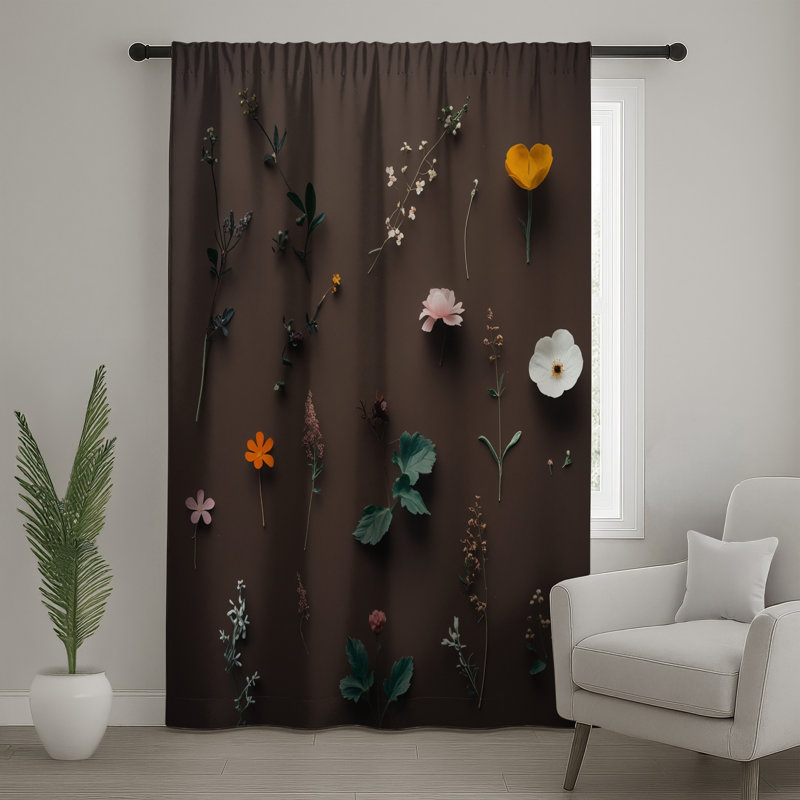 Assortiment de rideaux à motif de fleurs pressées, voilages et voilages à fleurs - 1 panneau, 50" x 92" - 1 Panel