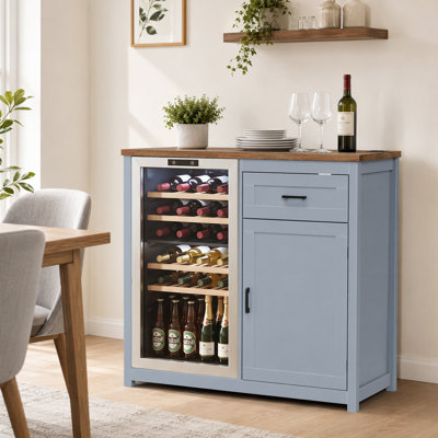 41.7 Inch Kitchen Island with Mini Fridge Space and Built-in Power Outlet Coffee Bar Cabinet