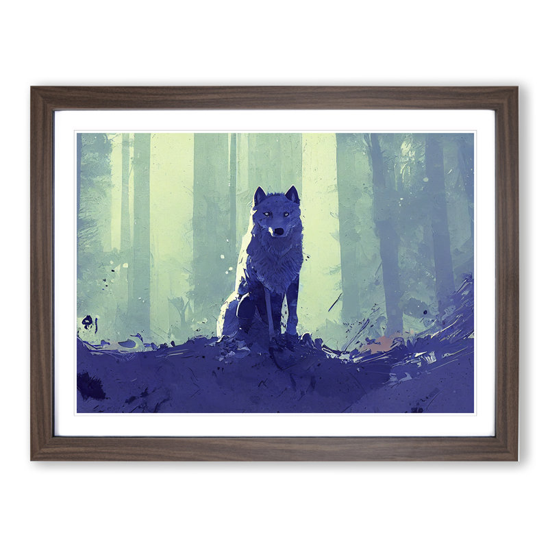 XH1022-10258X Wolf Art Painting Vol.1 - Single Picture Frame Print, 46cm H x 64cm W x 2cm D, Walnut