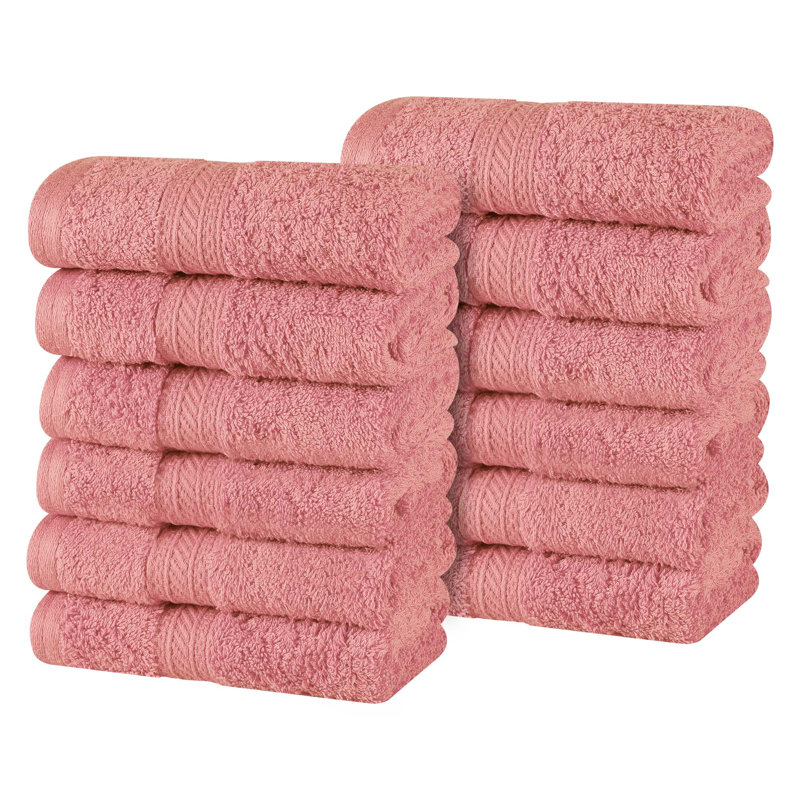 Cotton Plush Soft Highly-Absorbent Heavyweight Luxury Face Towel Washcloth, Blush
