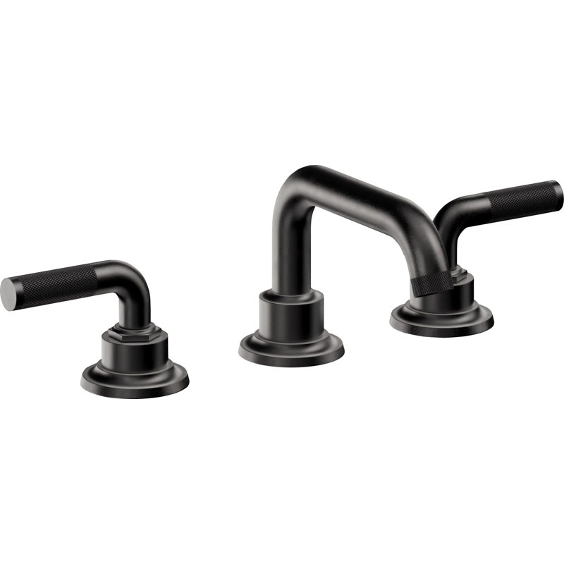 Descanso 8" Widespread Lavatory Faucet with Knurled Handle and ZeroDrain, Matte Black