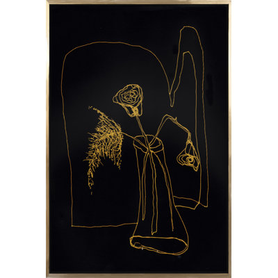 Rose et fougère - reproduction d'art sur toile