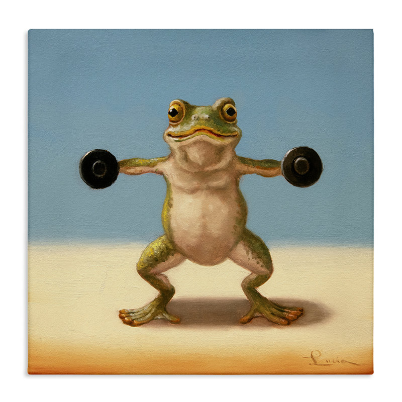 Toile de grenouille, poids de l'exercice, par Lucia Heffernan, H 17 po x l 17 po